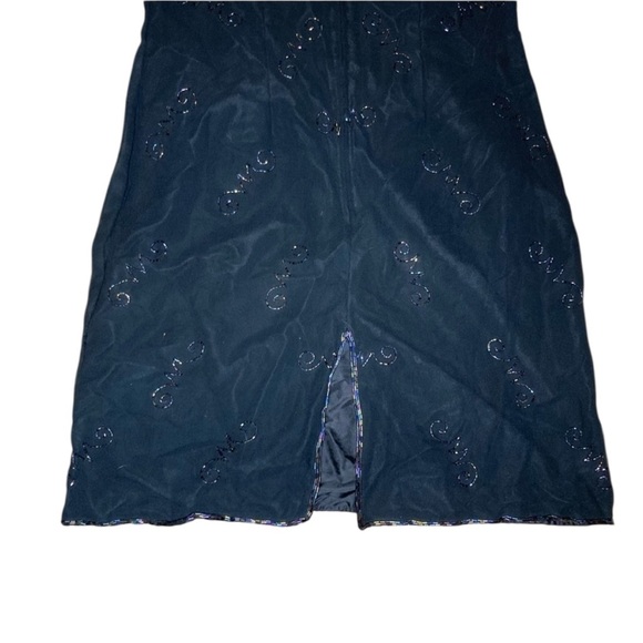 Vintage 90’s Silk Beaded Little Black Dress EUC SZ L - Picture 9 of 14